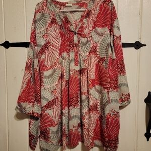 Damart Blouse Feather Print Size 24